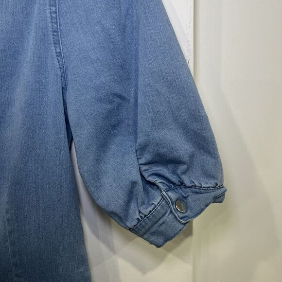 Bodycon Denim Cutout Above Knee Dress Puff Sleeves Size Large - Picture 6 of 7